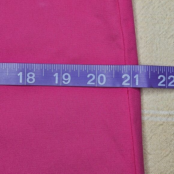 Cache Stretch Pink Cuffed Zip Front Barbiecore Resort Wear Cropped Ankle Pants - Picture 9 of 11